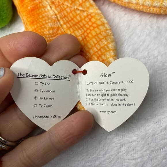 TY Beanie Babies - Glow the Firefly 4283 - Lightning Bug Insect Orange Green - Picture 2 of 6